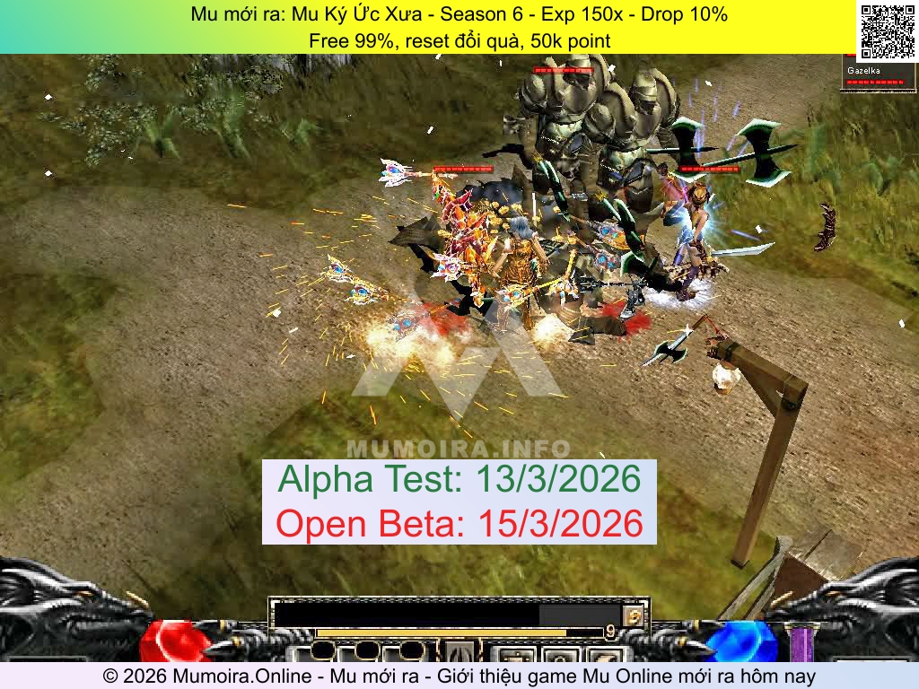 Mu mới ra, Mu Ký Ức Xưa, mu-kyucxua.online, Mu Online, Mu SS6 mới ra, Mu Test tháng 3 2026, Free 99%, reset đổi quà, 50k point, Season 6