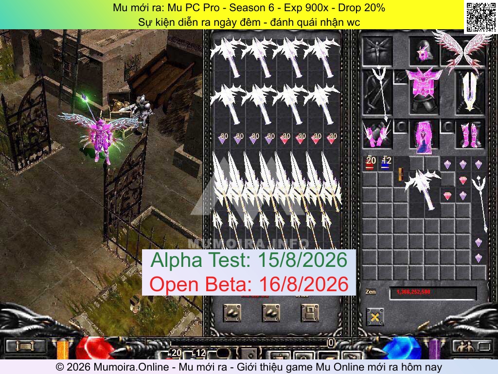 Mu mới ra, Mu Pc Pro, mupc.pro, Mu Online, Mu SS6 mới ra, Mu Test tháng 8 2026, Sự kiện diễn ra ngày đêm - đánh quái nhận wc, Season 6