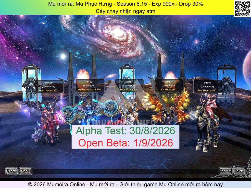 Mu mới ra, Mu Phục Hưng, phuchung.top, Mu Online, Mu SS6 mới ra, Mu Test tháng 8 2026, Cày chay nhận ngay atm, Season 6.15