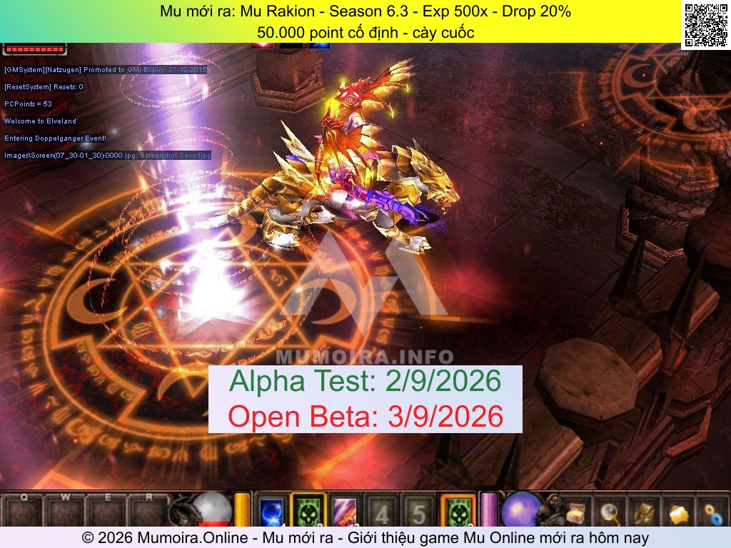 Mu mới ra, Mu Rakion, mu-rakion.net, Mu Online, Mu SS6 mới ra, Mu Test tháng 9 2026, 50.000 point cố định - cày cuốc, Season 6.3
