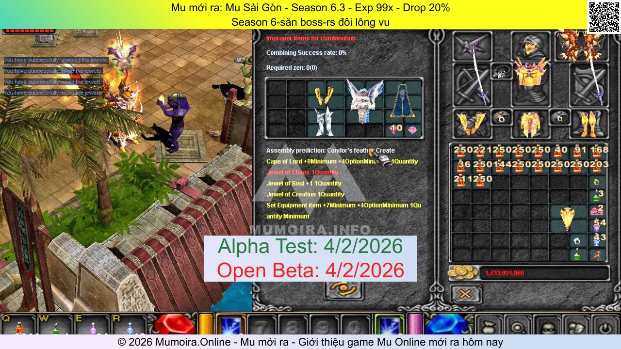 Mu mới ra, Mu Sài Gòn, musaigon.id.vn, Mu Online, Mu SS6 mới ra, Mu Test tháng 2 2026, Season 6-săn boss-rs đôi lông vu, Season 6.3