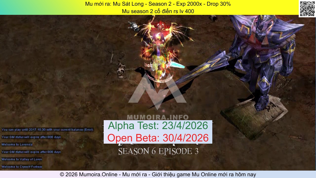 Mu mới ra, Mu Sát Long, mu-satlong.online, Mu Online, Mu SS2 mới ra, Mu Test tháng 4 2026, Mu season 2 cổ điển rs lv 400, Season 2
