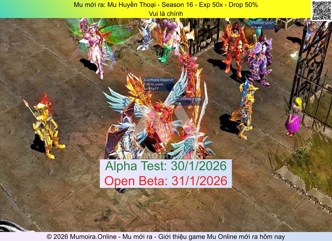 Mu mới ra, Mu Huyền Thoại, huyenthoai.xyz, Mu Online, Mu SS16 mới ra, Mu Test tháng 1 2026, Vui là chính, Season 16