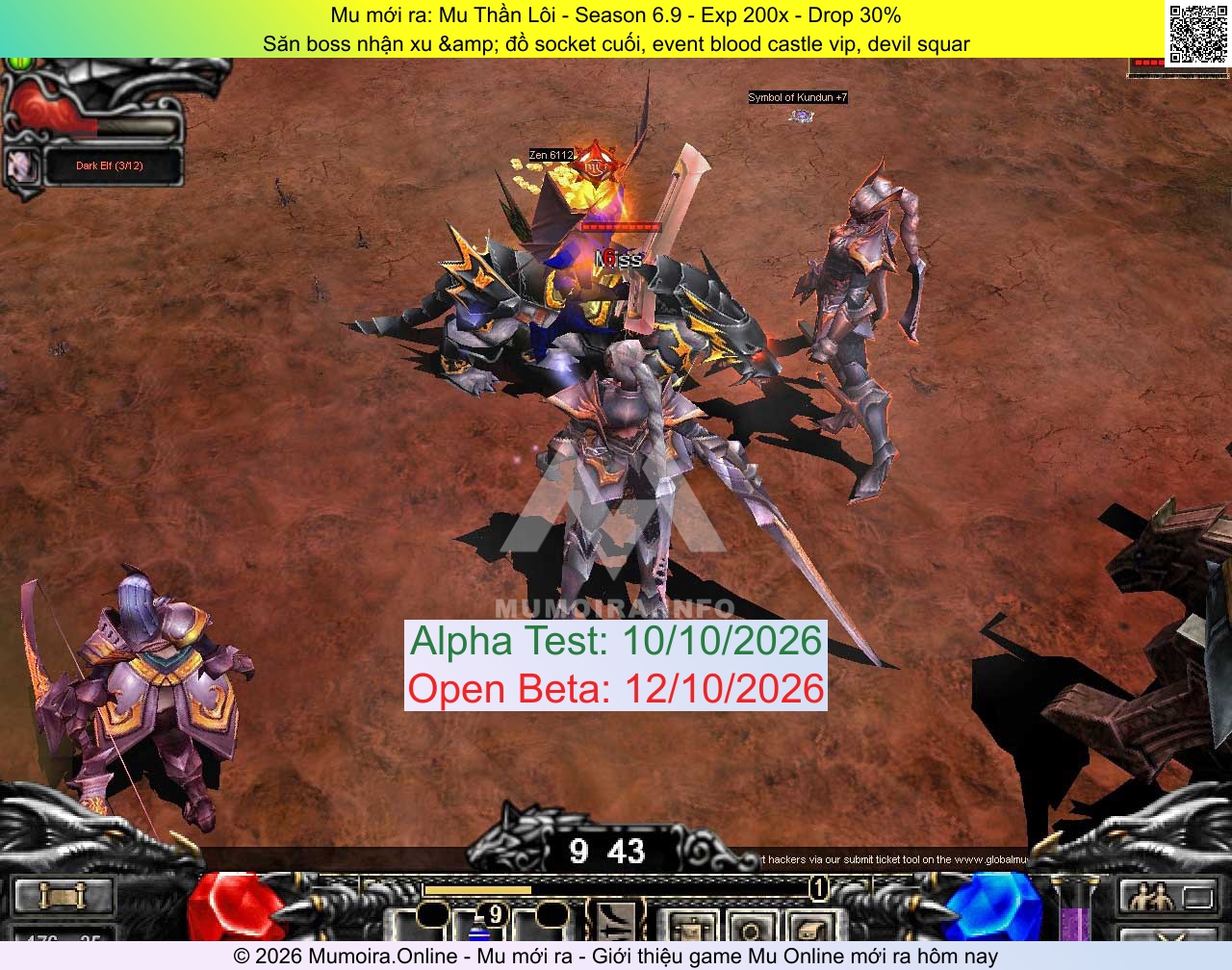 Mu mới ra, Mu Thần Lôi, muthanloi.com, Mu Online, Mu SS6 mới ra, Mu Test tháng 10 2026, Săn boss nhận xu &amp; đồ socket cuối, event blood castle vip, devil squar, Season 6.9