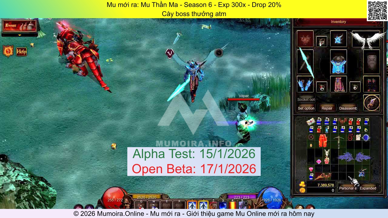 Mu mới ra, Mu Thần Ma, thanma.net, Mu Online, Mu SS6 mới ra, Mu Test tháng 1 2026, Cày boss thưởng atm, Season 6