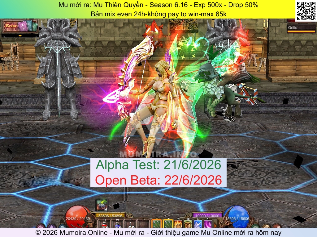 Mu mới ra, Mu Thiên Quyền, muthienquyen.online, Mu Online, Mu SS6 mới ra, Mu Test tháng 6 2026, Bản mix even 24h-không pay to win-max 65k, Season 6.16