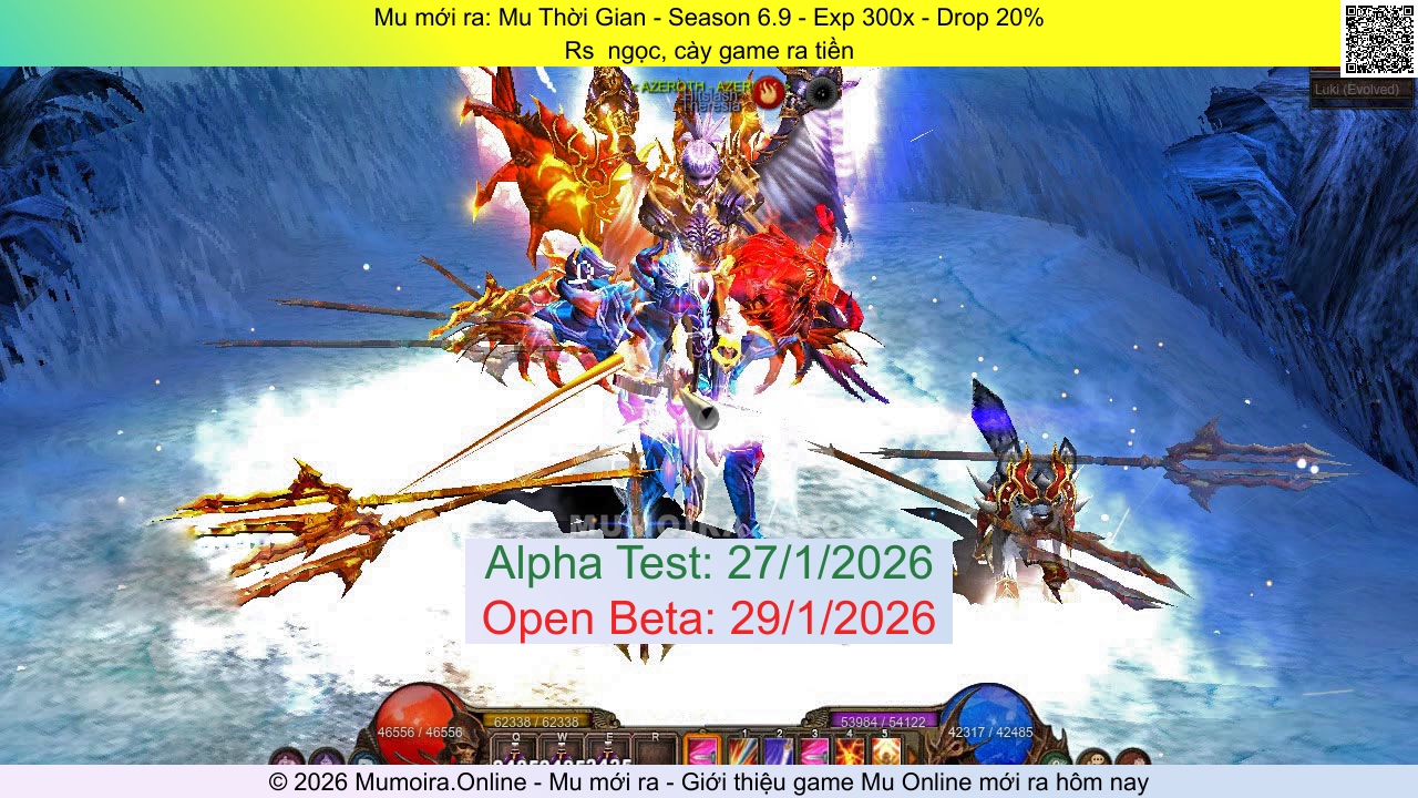 Mu mới ra, Mu Thời Gian, id.muthoigian.com, Mu Online, Mu SS6 mới ra, Mu Test tháng 1 2026, Rs  ngọc, cày game ra tiền, Season 6.9