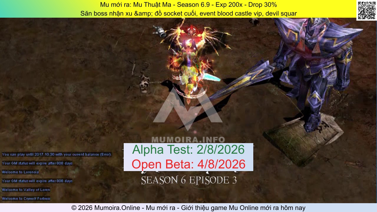 Mu mới ra, Mu Thuật Ma, muthuatma.pro, Mu Online, Mu SS6 mới ra, Mu Test tháng 8 2026, Săn boss nhận xu &amp; đồ socket cuối, event blood castle vip, devil squar, Season 6.9