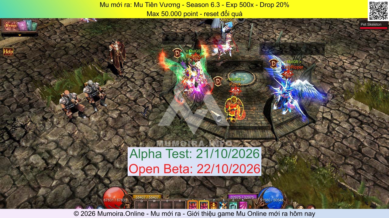 Mu mới ra, Mu Tiên Vương, mu-tienvuong.net, Mu Online, Mu SS6 mới ra, Mu Test tháng 10 2026, Max 50.000 point - reset đổi quà, Season 6.3
