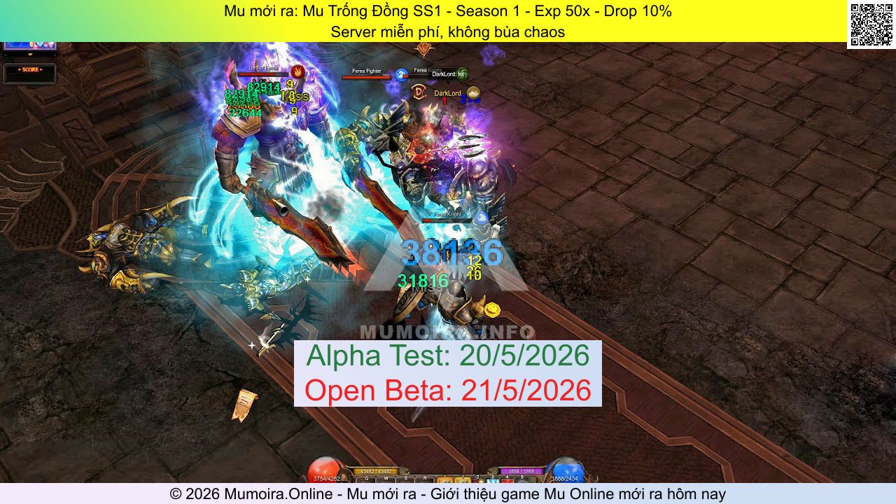 Mu mới ra, Mu Trống Đồng SS1, mutrongdong.info, Mu Online, Mu SS1 mới ra, Mu Test tháng 5 2026, Server miễn phí, không bùa chaos, Season 1