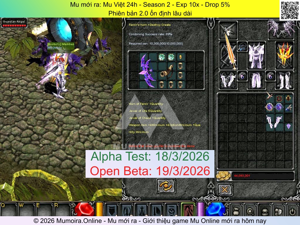 Mu mới ra, Mu Việt 24h, muviet24h.com, Mu Online, Mu SS2 mới ra, Mu Test tháng 3 2026, Phiên bản 2.0 ổn định lâu dài, Season 2