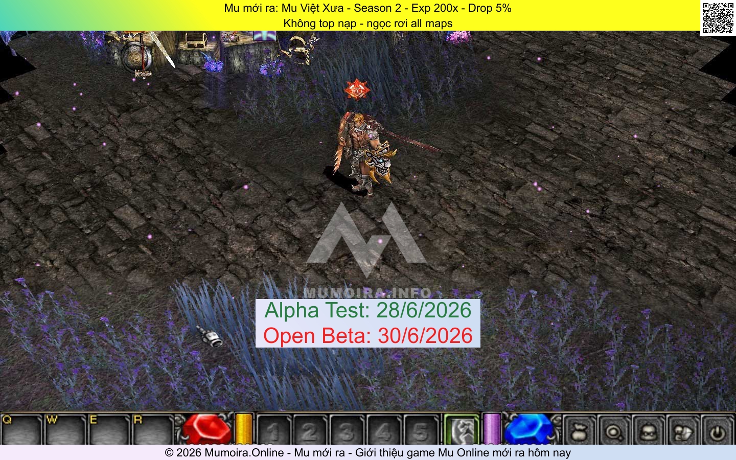 Mu mới ra, Mu Việt Xưa, muvietxuass2.com, Mu Online, Mu SS2 mới ra, Mu Test tháng 6 2026, Không top nạp - ngọc rơi all maps, Season 2