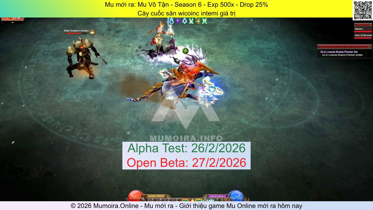 Mu mới ra, Mu Vô Tận, mu-votan.info, Mu Online, Mu SS6 mới ra, Mu Test tháng 2 2026, Cày cuốc săn wicoinc intemi giá trị, Season 6