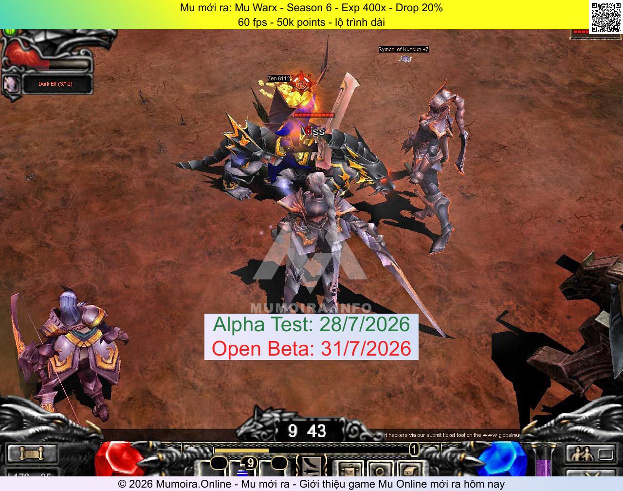Mu mới ra, Mu Warx, mu-warx.com, Mu Online, Mu SS6 mới ra, Mu Test tháng 7 2026, 60 fps - 50k points - lộ trình dài, Season 6
