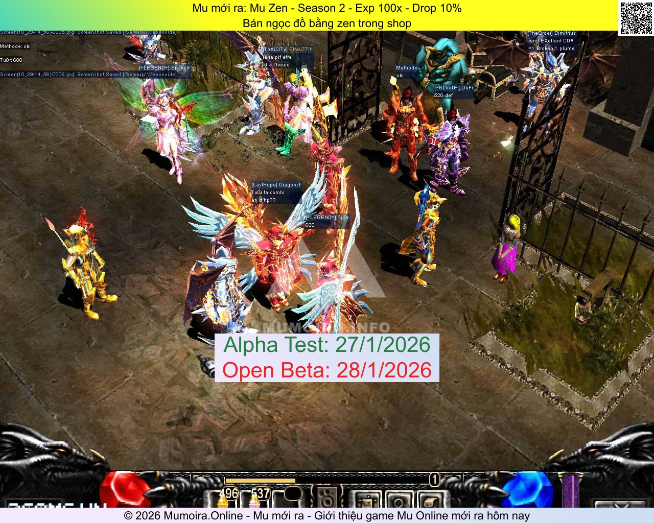 Mu mới ra, Mu Zen, zenmu.info, Mu Online, Mu SS2 mới ra, Mu Test tháng 1 2026, Bán ngọc đồ bằng zen trong shop, Season 2