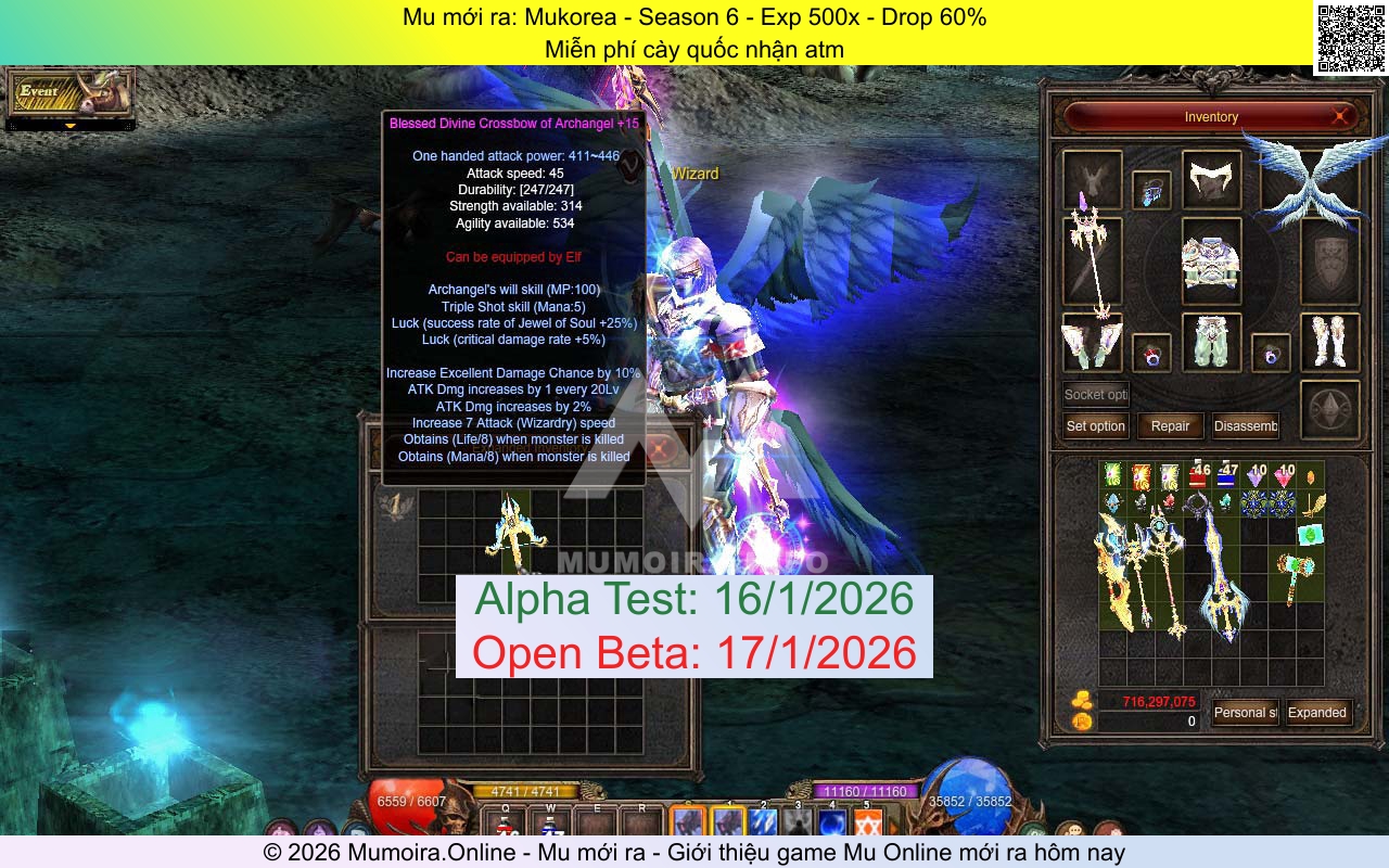 Mu mới ra, Mukorea, mukr.vn, Mu Online, Mu SS6 mới ra, Mu Test tháng 1 2026, Miễn phí cày quốc nhận atm, Season 6