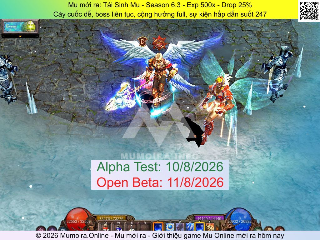 Mu mới ra, Tái Sinh Mu, taisinhmu.com, Mu Online, Mu Season 6.3 mới ra, Mu Test tháng 8 2026, Cày cuốc dễ, boss liên tục, cộng hưởng full, sự kiện hấp dẫn suốt 247, Mu Online Season 6.3
